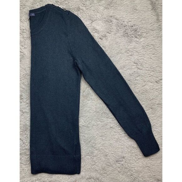 GAP LUXE navy crewneck button shoulder angora blend sweater - Picture 4 of 6